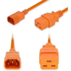 AddOn 1ft C14 Male to C19 Female Industrial Grade 14 AWG 250V at 15A PVC SJT (Service Junior Thermoplastic) Orange Power Cable