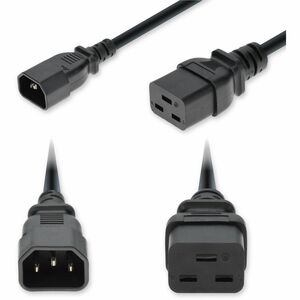 AddOn 1ft C14 Male to C19 Female Industrial Grade 14 AWG 250V at 15A PVC SJT (Service Junior Thermoplastic) Black Power Cable