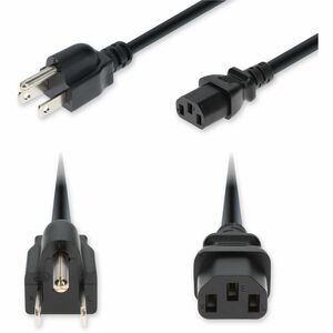 AddOn 3ft NEMA 5-15P Male to C13 Female Standard Commercial 18 AWG 125V at 10A PVC SJT (Service Junior Thermoplastic) Black Power Cable
