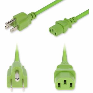 AddOn 2ft NEMA 5-15P Male to C13 Female Standard Commercial 18 AWG 125V at 10A PVC SJT (Service Junior Thermoplastic) Green Power Cable