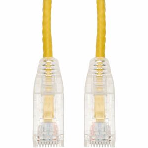 AddOn 50-Pack 5ft Yellow CAT 6 Slim PVC Ethernet Cable Snagless Clear-Claw RJ-45 M/M Bulk Bag Packaged, No Twist Ties