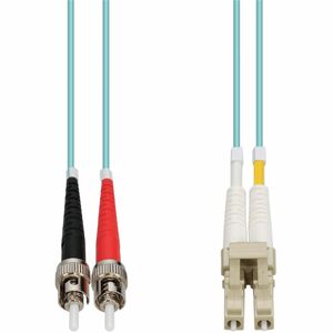 AddOn 61m ST to LC Aqua OM4 Duplex OFNR (Riser-Rated) MMF (Multi Mode) Fiber Patch Cable, 50/125