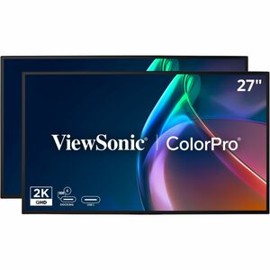 ViewSonic VP2768A_H2 27 Inch 1440p Dual Pack ColorPro Docking Monitors, Pantone Validated Head-Only Displays for Dual Screen Graphic Design, Advanced Ergonomics, 90W USB-C, HDMI, RJ45, and DP Inputs