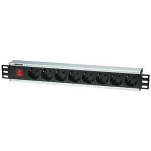 19" 1.5U PDU 8-way EU, With On/Off Switch, No Surge Protection, Power Distribution Unit, EU CEE 7/3 Outlets, 3m power cord, output, rackmount
