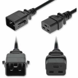 AddOn 2ft C20 Male to C19 Female P-Lock Compatible Standard Commercial Temp 14 AWG 250V at 15A PVC SJT (Service Junior Thermoplastic) Black Power Cable