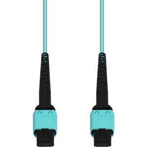 AddOn 1m MPO/UPC to MPO/UPC Aqua OM4 Armored OFNP (Plenum-Rated) 12-Strand Fiber Patch Cable