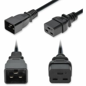 AddOn 2ft C20 Male to C19 Female Standard Commercial Temp 14 AWG 250V at 15A PVC SJT (Service Junior Thermoplastic) Black Power Cable