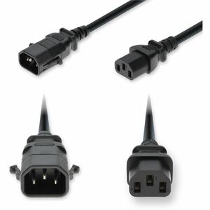 AddOn 1ft C14 Male to C13 P-lock Compatible Female Standard Commercial Temp 18 AWG 100-250V at 10A PVC SJT Black Power Cable