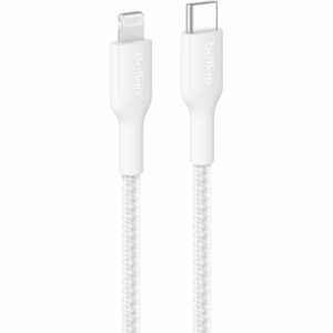 Belkin BoostCharge Pro USB-C Braided Cable with Lightning Connector, 6.6ft/2m, White