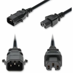AddOn 6ft C14 Male to C15 P-lock Compatible Female Standard Commercial Temp 14 AWG 100V-250V at 15A PVC SJT Black Power Cable