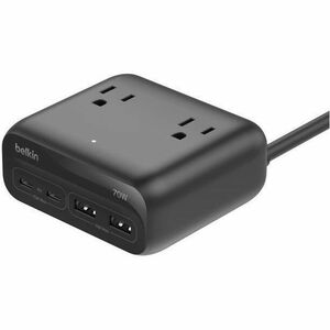 Belkin 3-Outlet Charging Station w/ 2x USB-A & 2x USB-C Ports 70W - 5ft/1.5m Cord - Straight Plug - Black