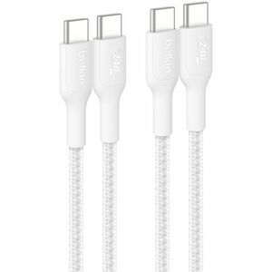 Belkin BoostCharge Pro USB-C to USB-C Braided Cable 240W, 6.6ft/2m, White, 2-pack
