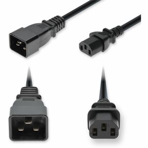 AddOn 6ft C20 Male to C13 Female Standard Commercial Temp 14 AWG 250V at 15A PVC SJT (Service Junior Thermoplastic) Black Power Cable