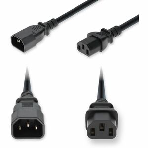 AddOn 20ft C14 Male to C13 Female Standard Commercial Temp 18 AWG 250V at 10A PVC SJT (Service Junior Thermoplastic) Black Power Cable