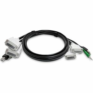 StarTech 10ft (3m) Dual-DVI KVM Cable, USB 2.0, 3.5mm Audio, Universally Compatible Combo Cable for KVM Switches, TAA