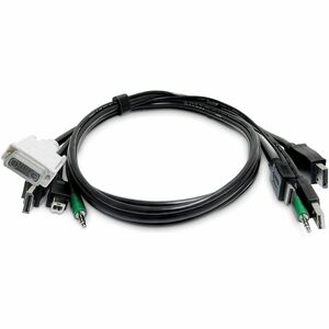StarTech 6ft (1.8m) Dual-Display KVM Cable, HDMI and DisplayPort to DVI and DP, USB 2.0, 3.5mm, Universal Combo Cable, TAA