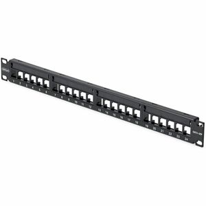 StarTech.com 24 Port 1U Blank Keystone Patch Panel with Cable Management Bar, Rackmount Cat6 Patch Panel for RJ45 UTP Network Jacks