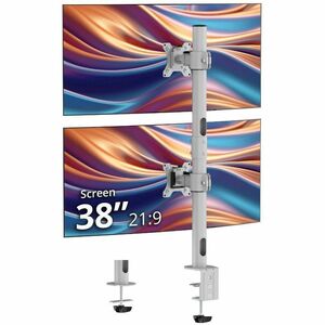 SIIG Dual 38" Stack Monitor Pole Mount - Gray - Fits 13-38" Screens, up to 26.5 lbs each