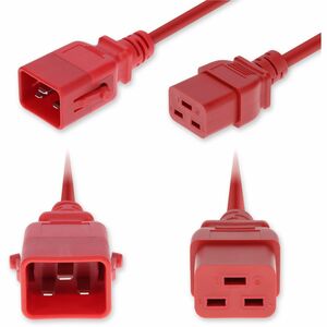 AddOn 2ft C20 Male to C19 P-lock Compatible Female Standard Commercial Temp 14 AWG 250V at 15A PVC SJT (Service Junior Thermoplastic) Red Power Cable