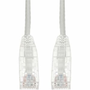 AddOn 1ft White CAT 6 Slim PVC Ethernet Cable Snagless Clear-Claw RJ-45 M/M with Length Labels