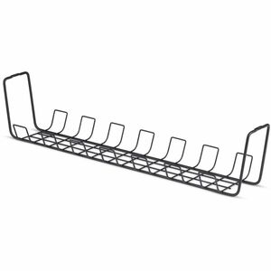 StarTech Under Desk Cable Management Tray, 24" Long, Basket Style, Screw-On Installation, Metal, Black, TAA-Compliant