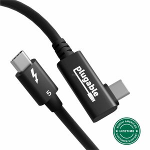 Plugable Thunderbolt 5 Cable Right Angle 80Gbps 240W Charging [Thunderbolt Certified]