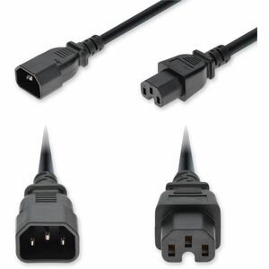 AddOn 7ft C14 Male to C15 Female Standard Commercial Temp 14 AWG 250V at 15A PVC SJT (Service Junior Thermoplastic) Black Power Cable