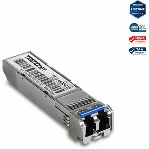 TRENDnet SFP to RJ45 Mini-GBIC Single-Mode LC Module; TEG-MGBS10; For Single Mode Fiber; Distances up to 10km (6.2 Miles); Gigabit SFP Module; IEEE 802.3z Gigabit Ethernet; Lifetime Protection