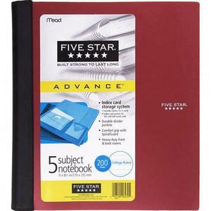 College-Ruled Notebook,5 Subject,11x8-1/2 ,200/Sheets,AST