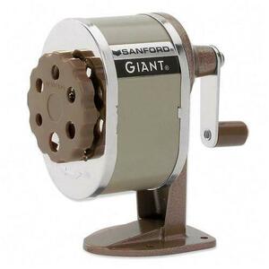 Giant Pencil Sharpener, Gray Receptacle, Tan Stand