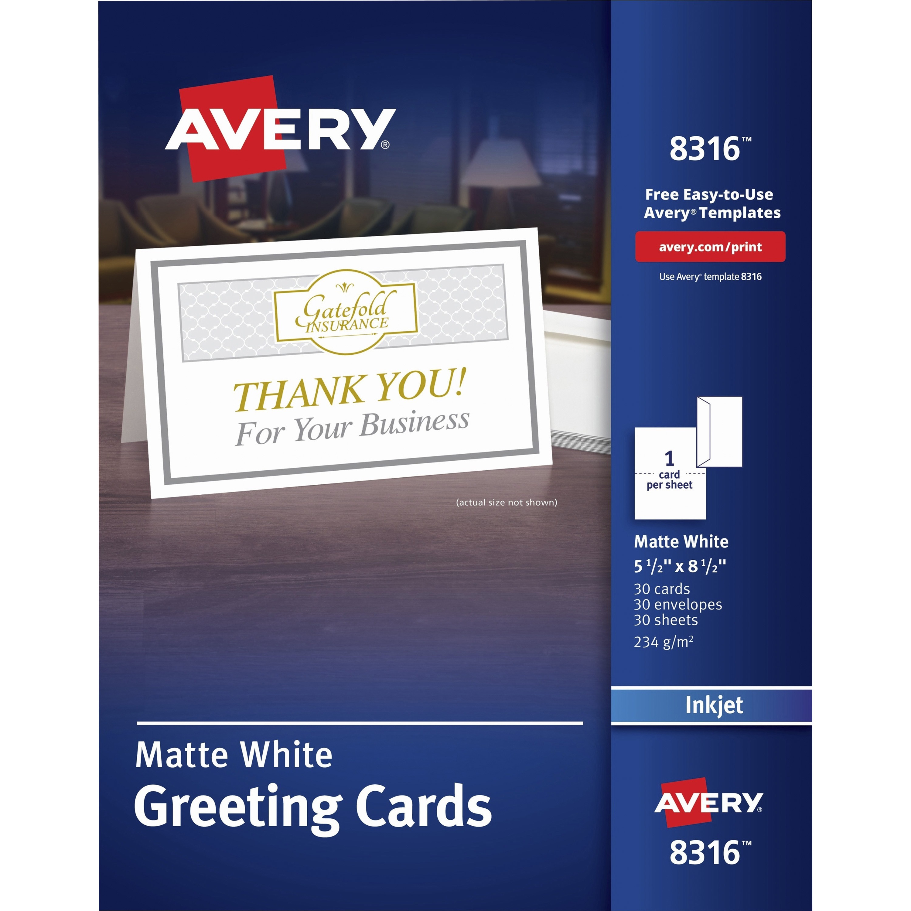Avery® Inkjet Greeting Card - White - 2121121211211 Brightness - 2121121211211 21211211/21211" x 21211 21211211/21211" -  Matte - 21 / Box - FSC Mix - Rounded Corner Within Half Fold Greeting Card Template Word