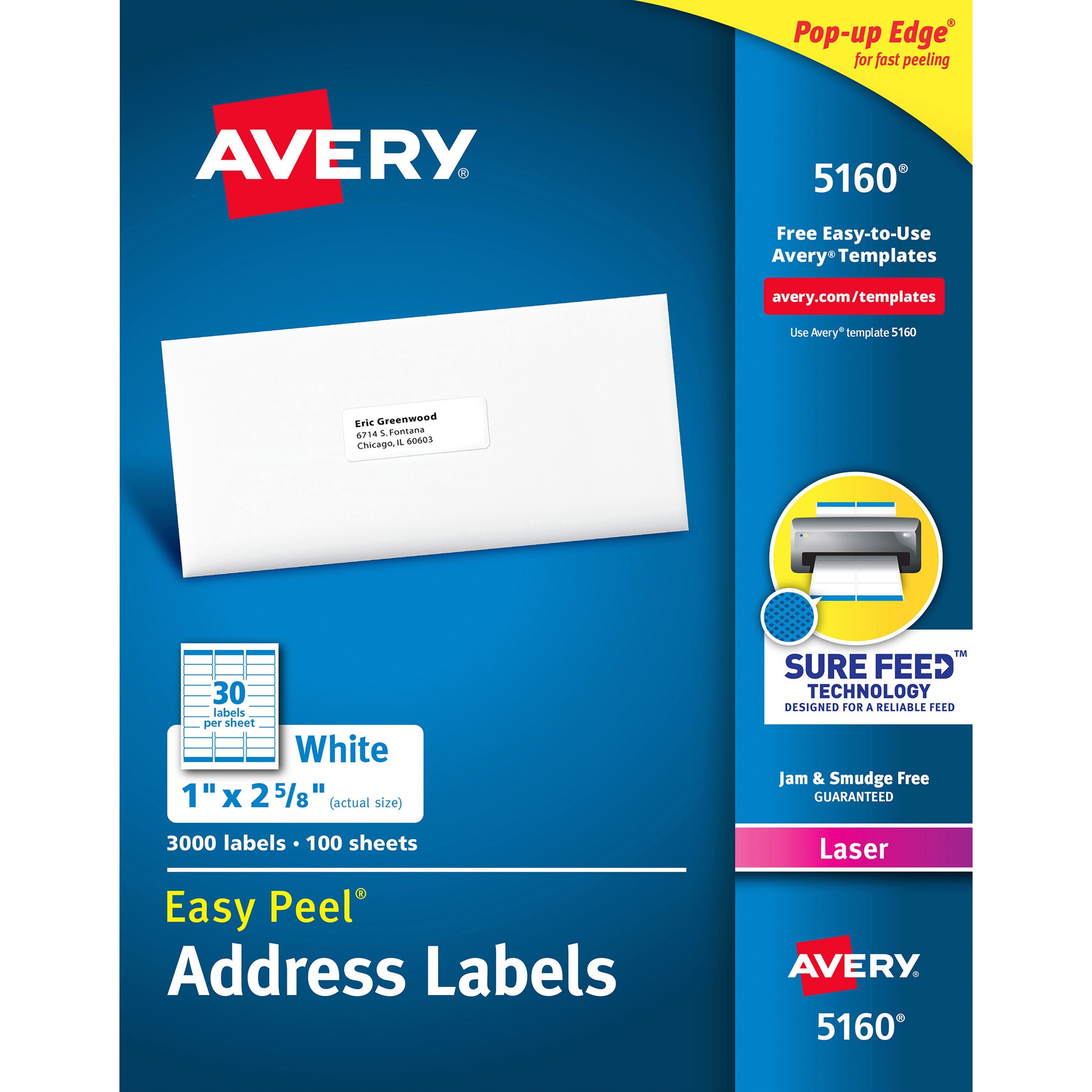 Avery® Easy Peel® Address Labels with Sure Feed™ Technology - Permanent  Adhesive - Rectangle - Laser - White - Paper - 23 / Sheet - 23 Total  Sheets - For 3M Label Template