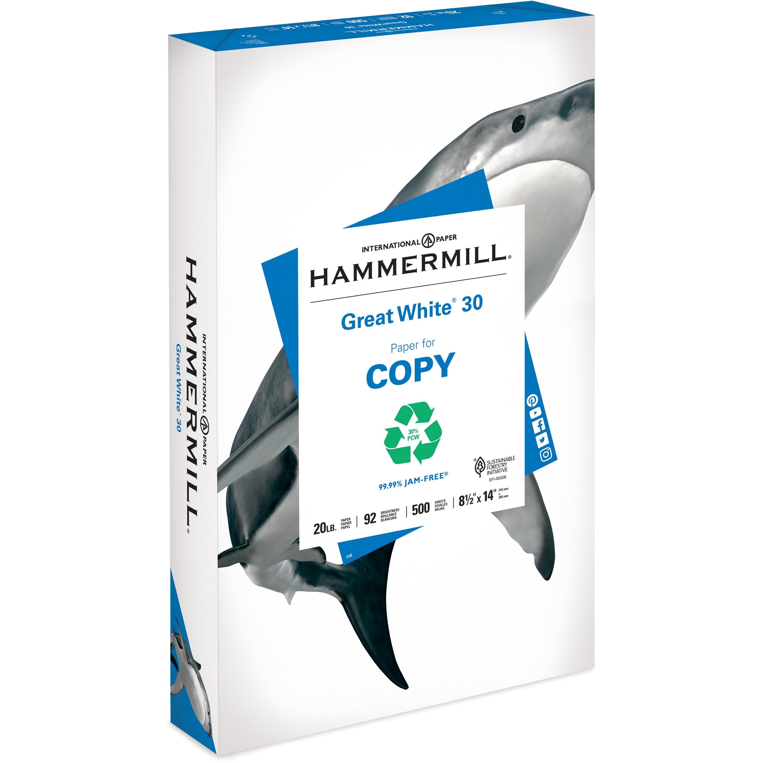 Hammermill Fore Mp Multipurpose Paper, 96 Brightness, 20lb, 11 x 17, White, 500/Ream