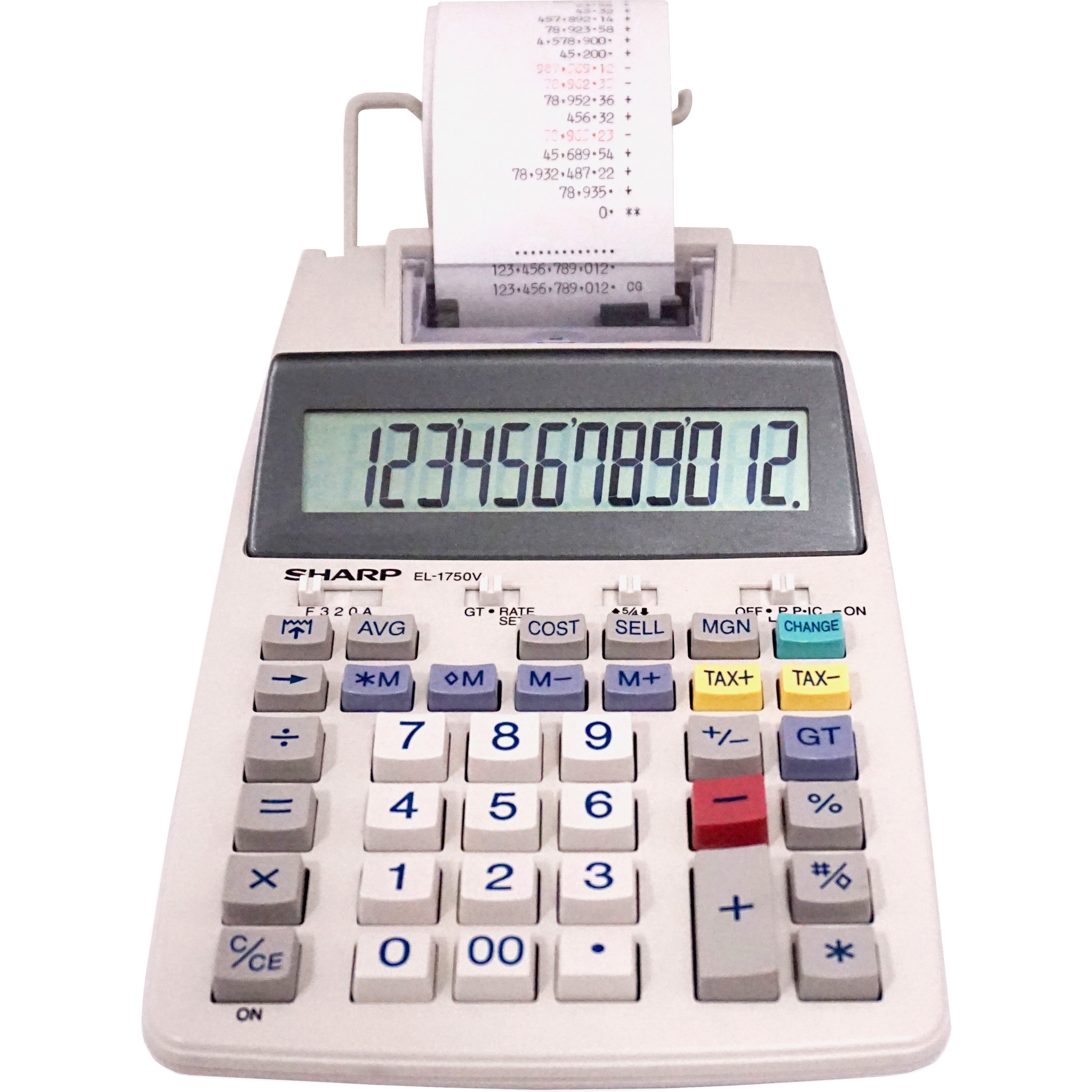 Sharp EL-1750V 12-Digit One-Touch Electric Commercial Printing Calculator White