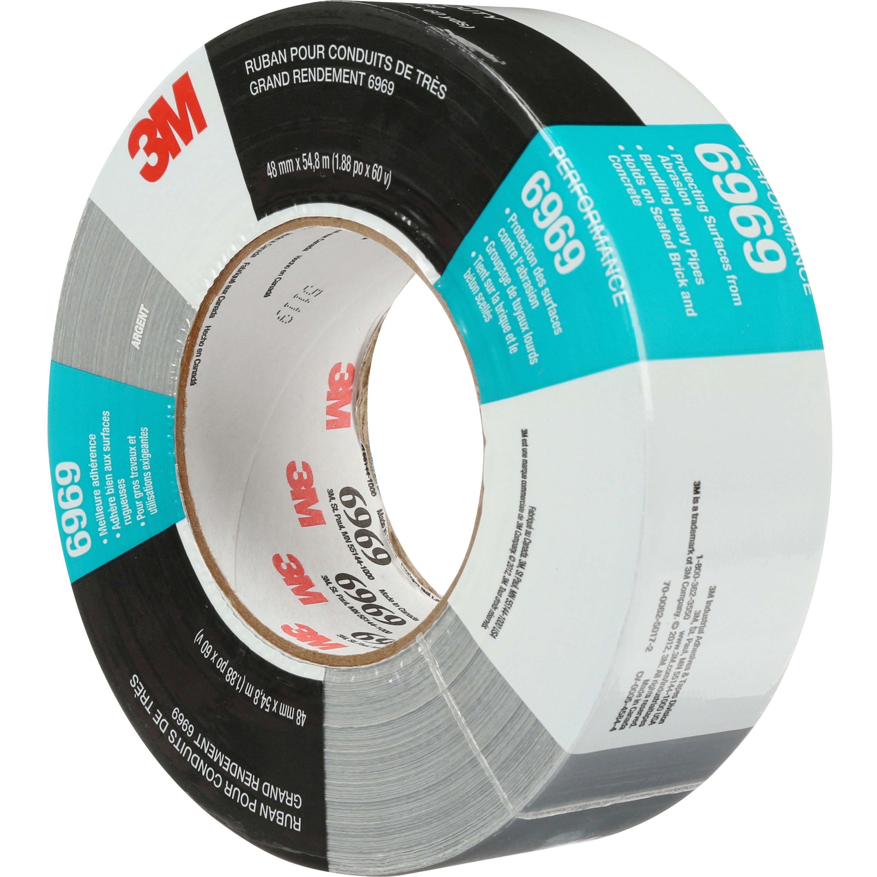 3M Duct Tape, 2 In x 60 yd, 10.5 mil, Silver 6969