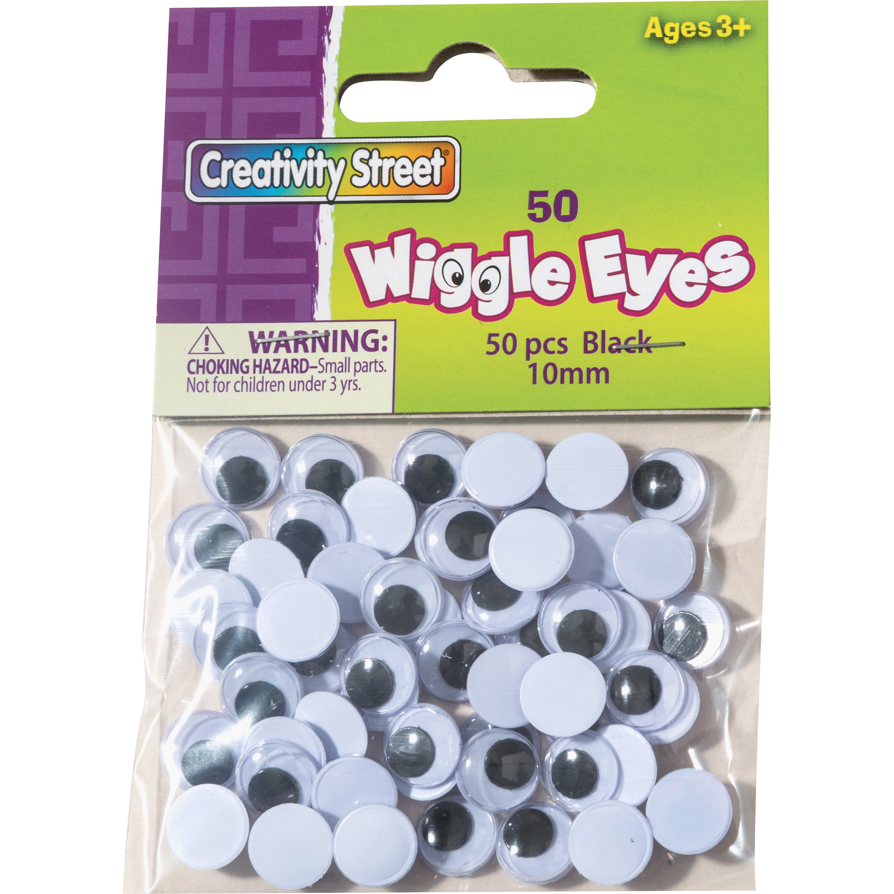 Creativity Street Children's Art Wiggle Eyes - Art Project - 50 Piece(s) x 0.4" Diameter - Black, White - 50 / Pack