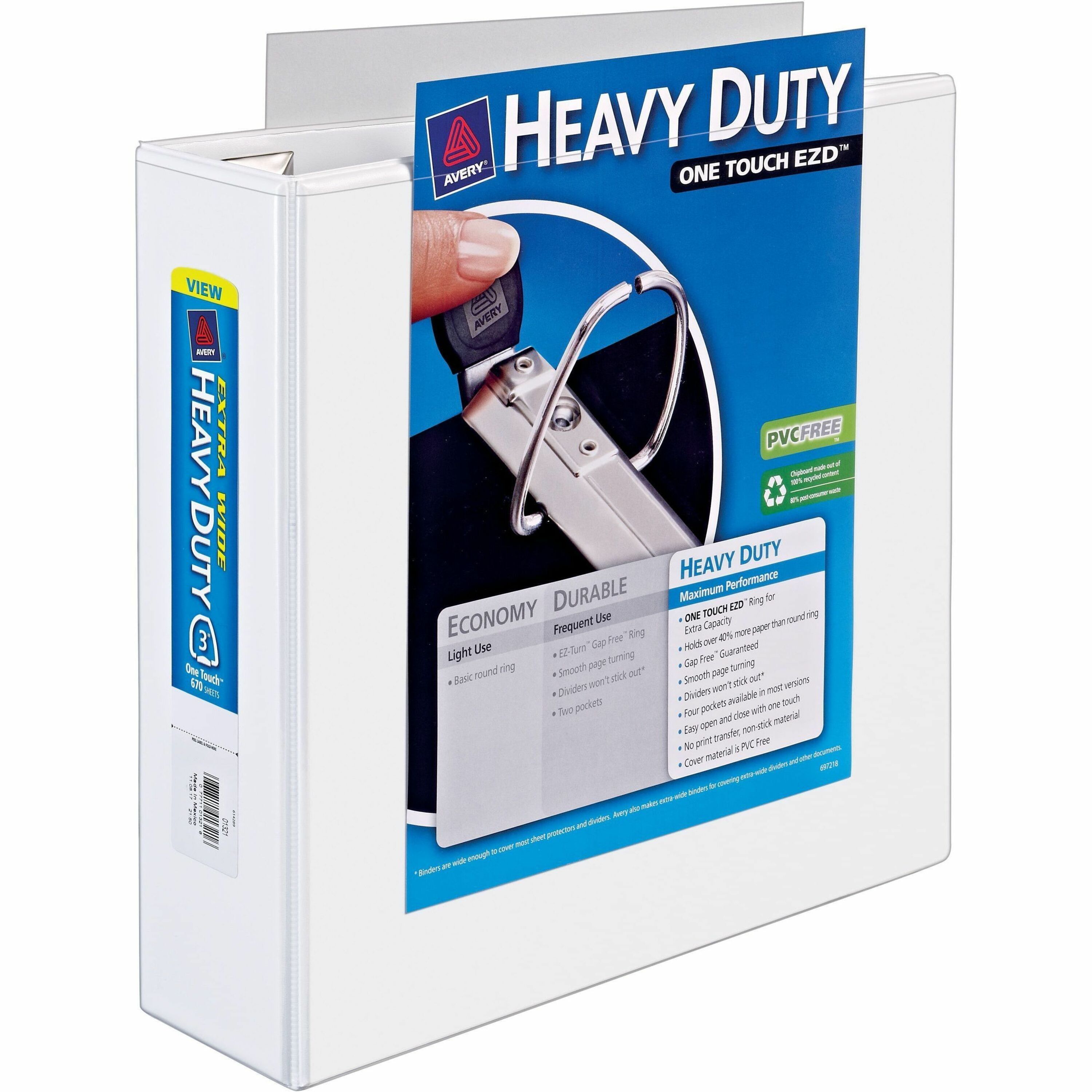 Avery Heavy-Duty View Extra Wide Binder, 3" EZD Rings, White