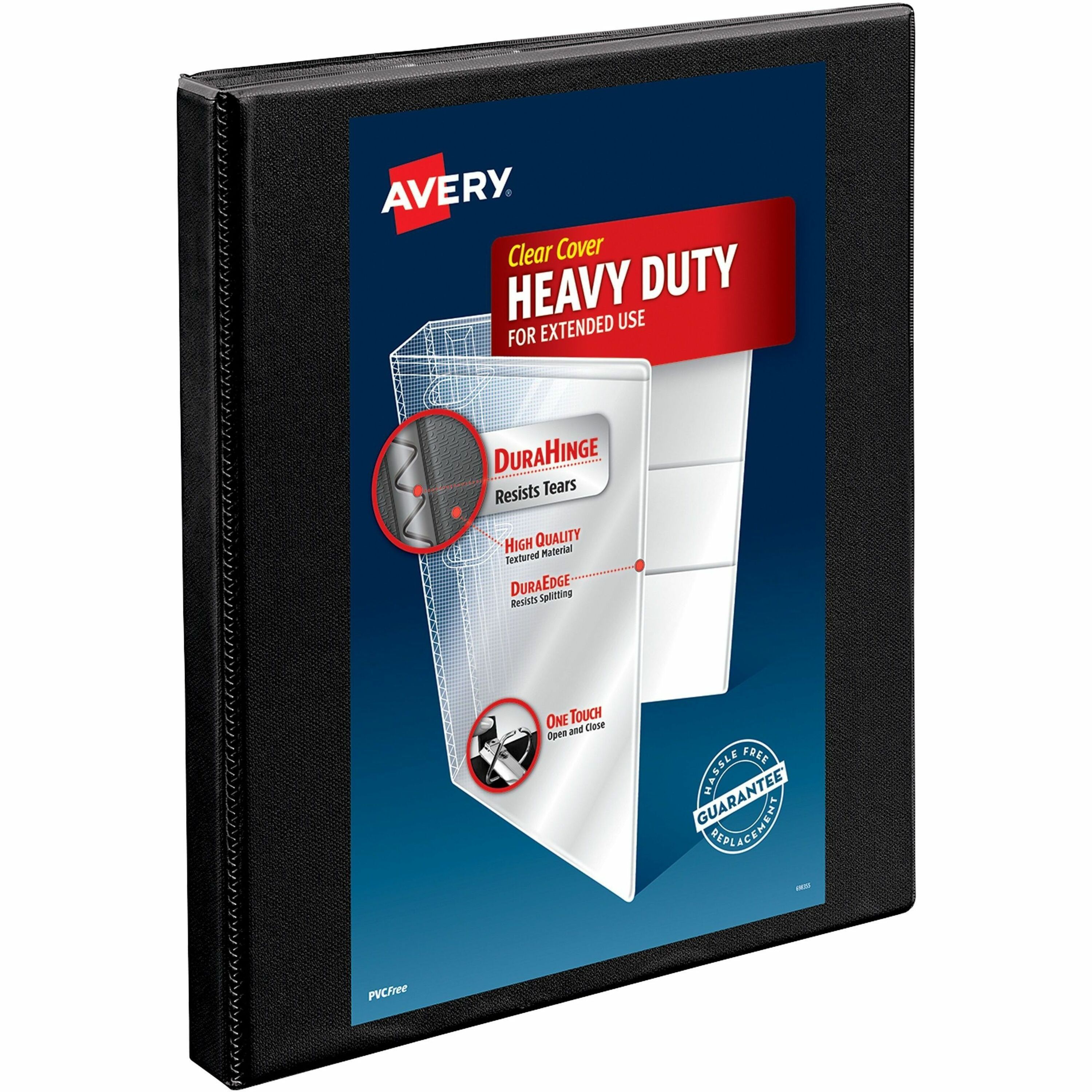 Avery Heavy-Duty View Binder, 0.5" Slant Rings, Black (05233)