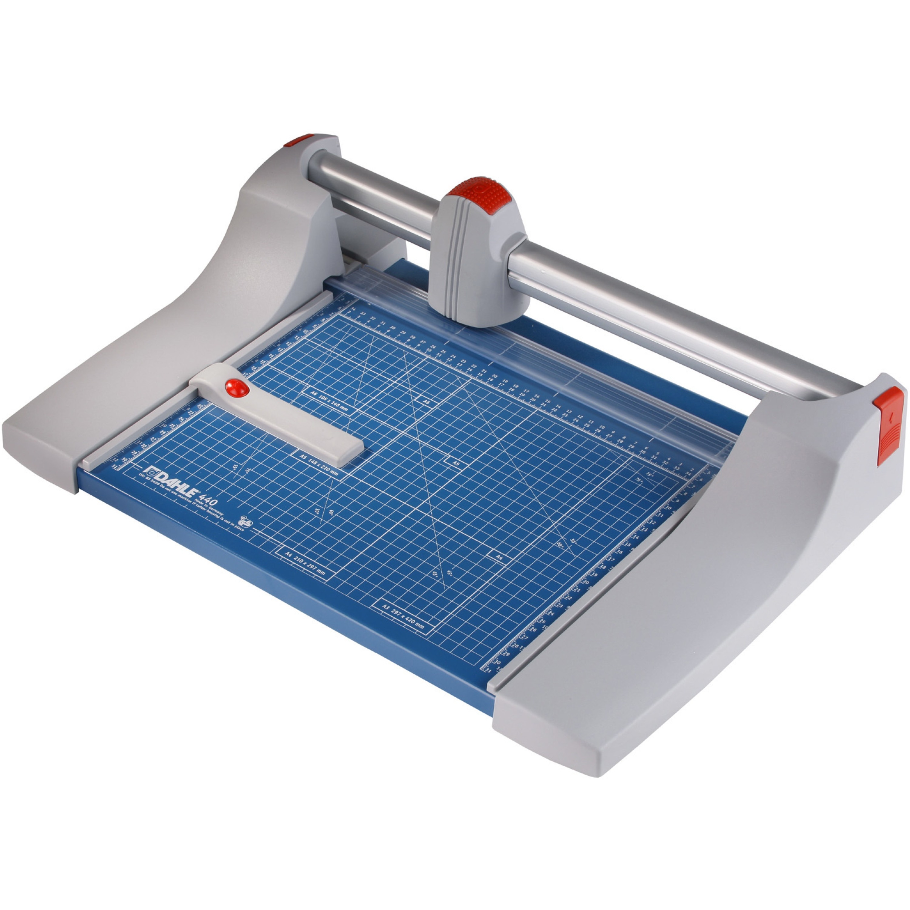 Dahle 440 Premium Rotary Trimmer - Cuts 30Sheet - 14 Cutting Length - 4 Height x 15.1 Width - Steel Base, Aluminum, Plastic - Blue