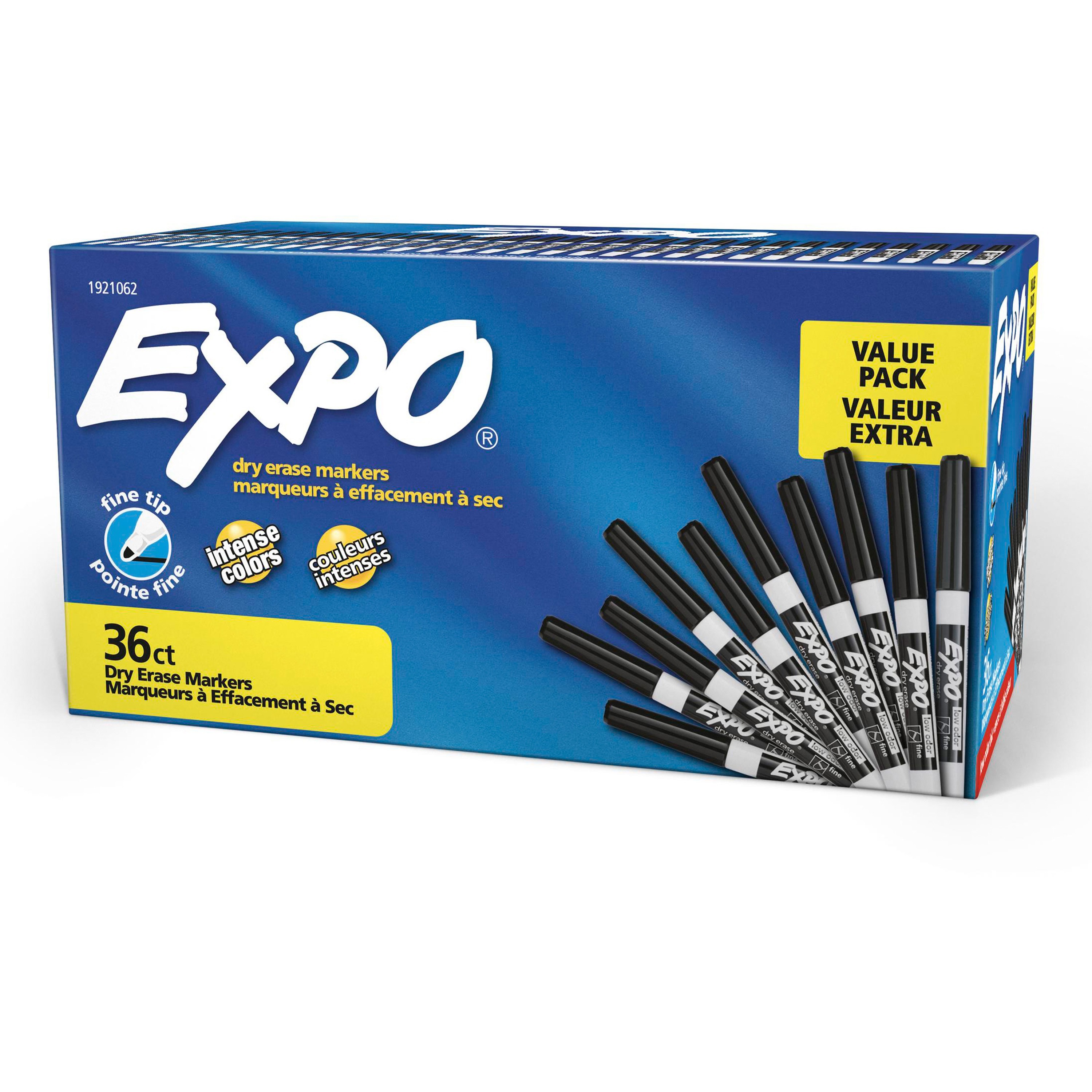EXPO Vis a Vis Wet Erase Fine Tip Markers Black Box Of 12 - Office