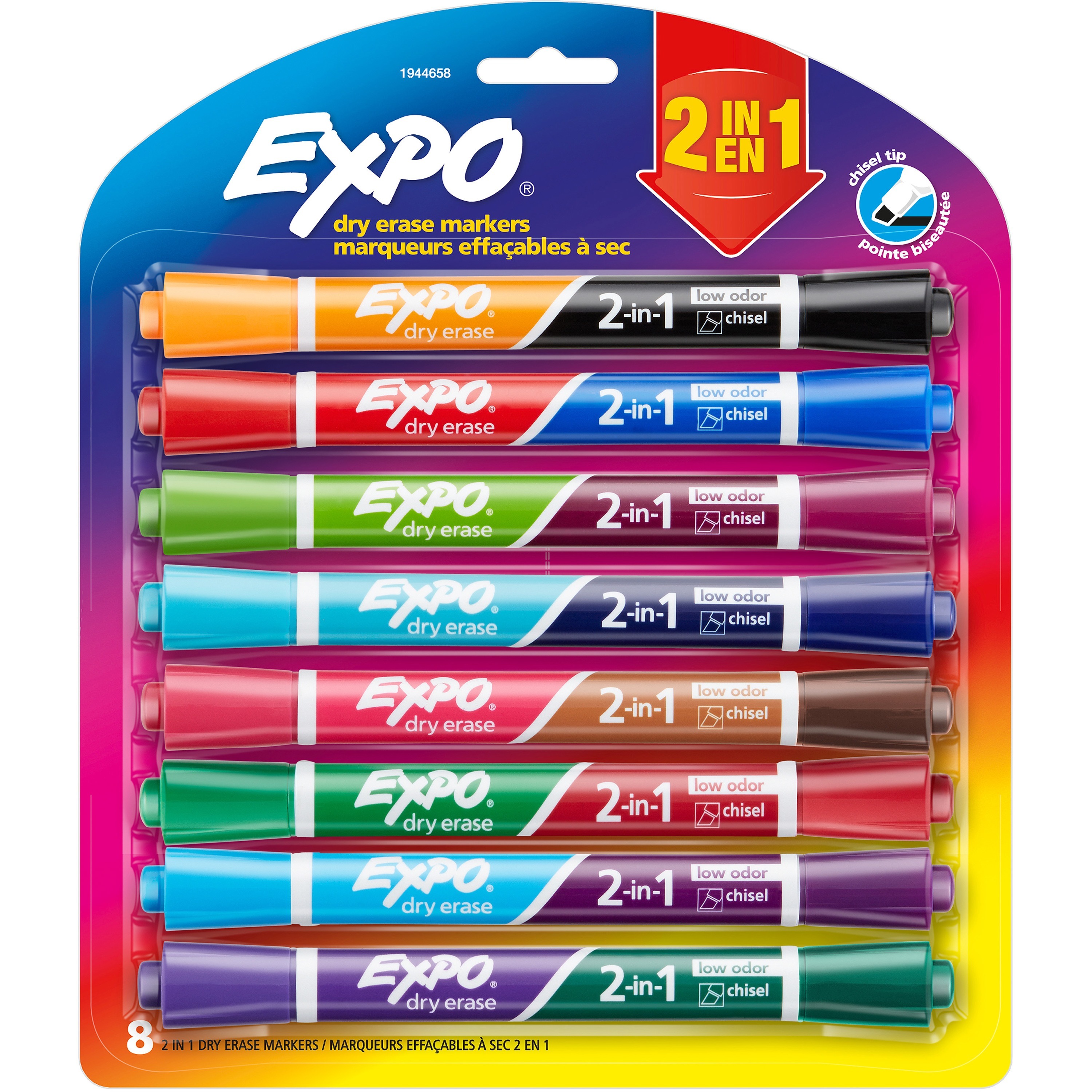 12 Pack Pack  Basics Low-Odor Chisel Tip Dry Erase Markers Assorted  New