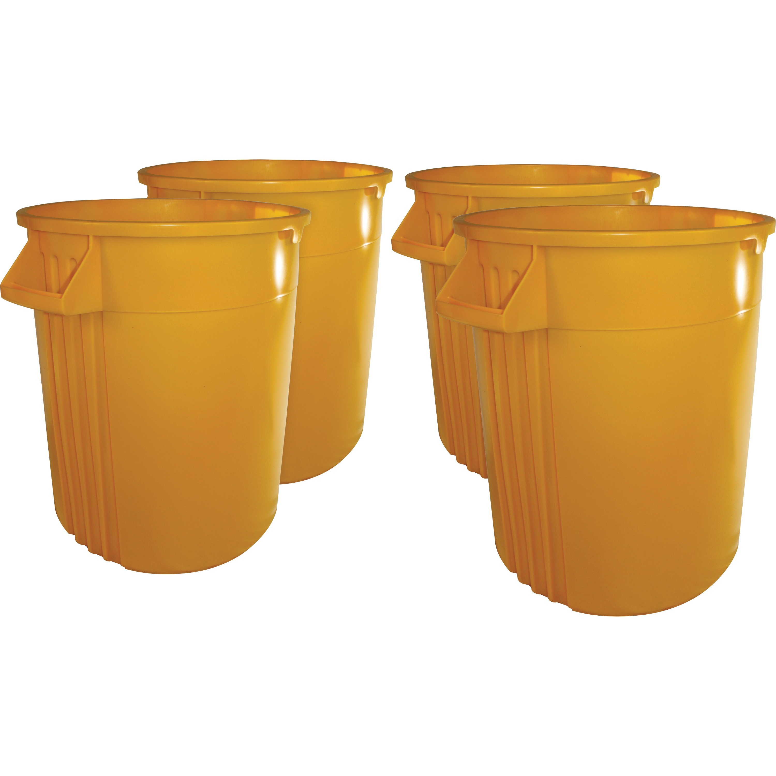 Gator Plus 44-gallon Container - 44 gal Capacity - Round - Impact Resistant, Crush Resistant, Handle - 31.5" Height x 23.1" Width - Polyethylene Resin, Plastic - Yellow - 4 / Carton