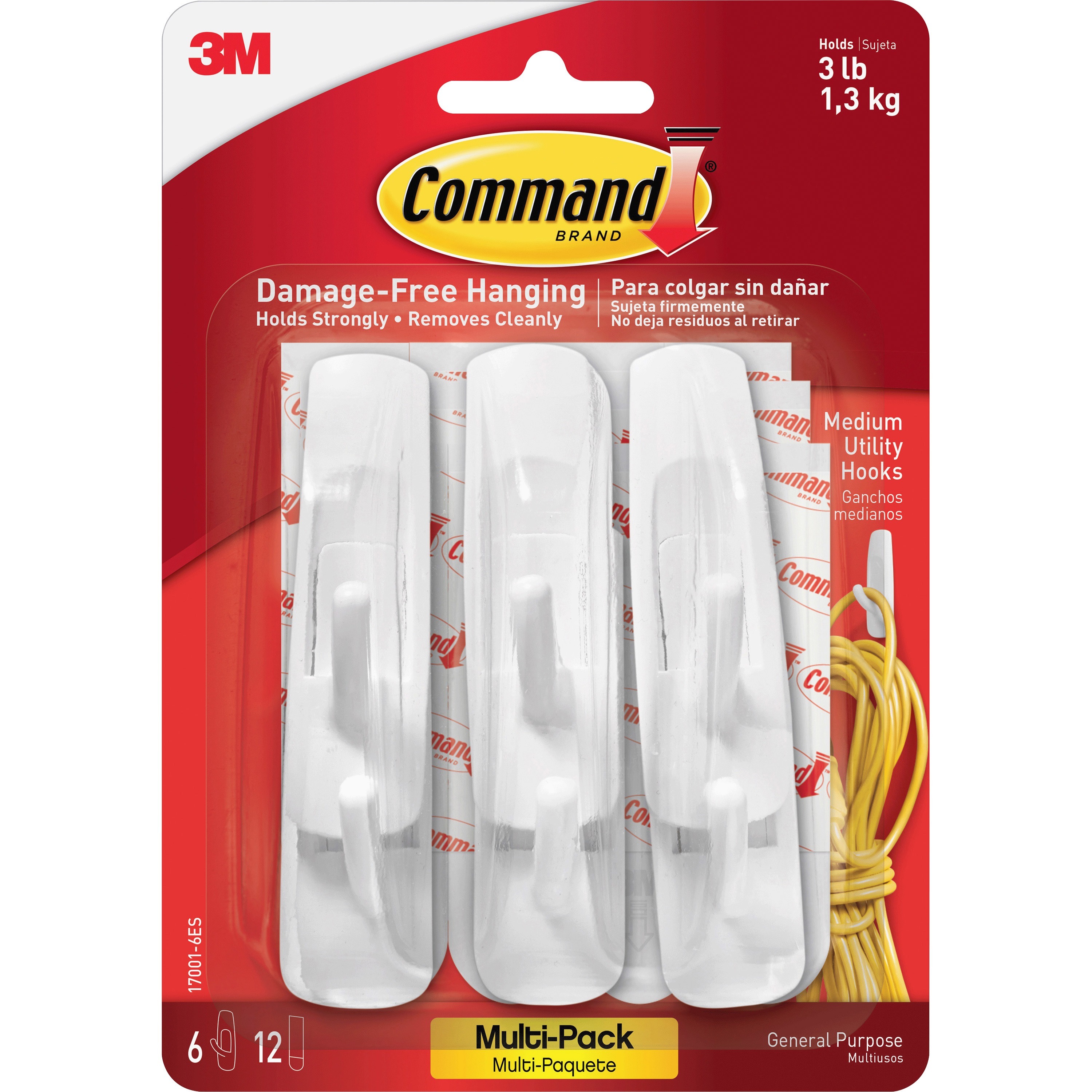  3M Command General Purpose Hooks, Designer, 3 lb. Capacity,  White, 50/Carton (MMM17081CABPK),Medium : Home & Kitchen