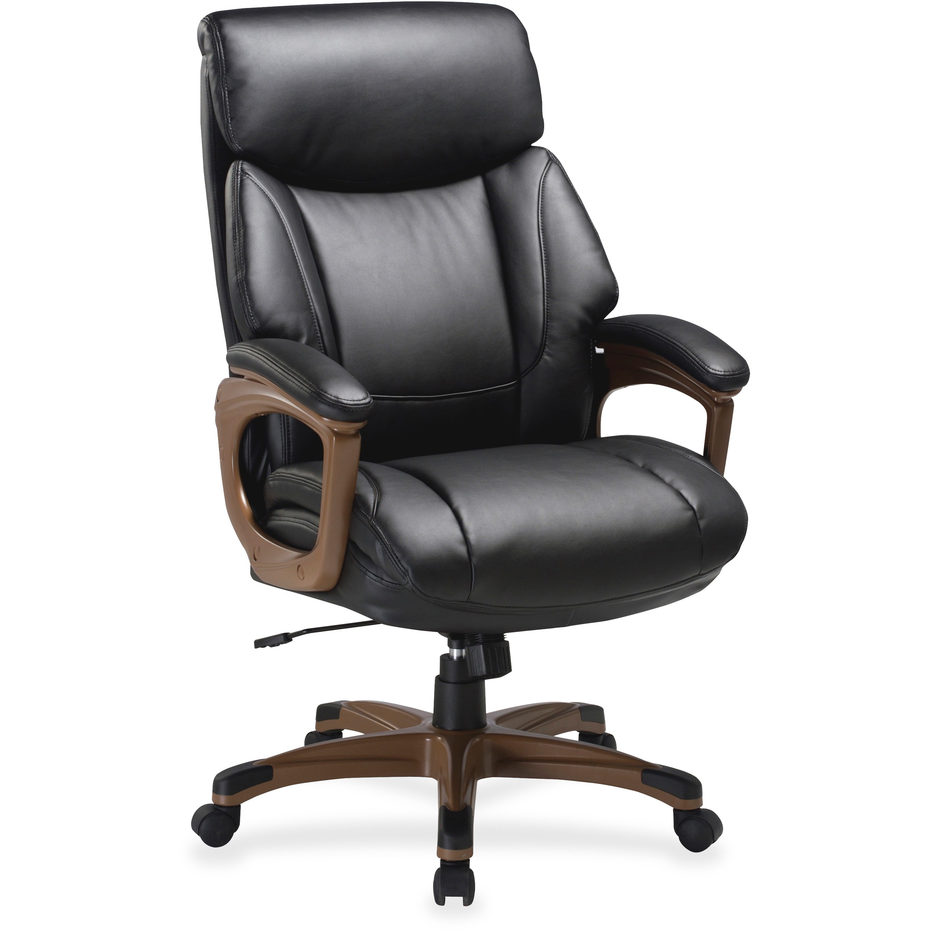 Lorell Executive Chair - Black, Walnut - Bonded Leather - 31.8