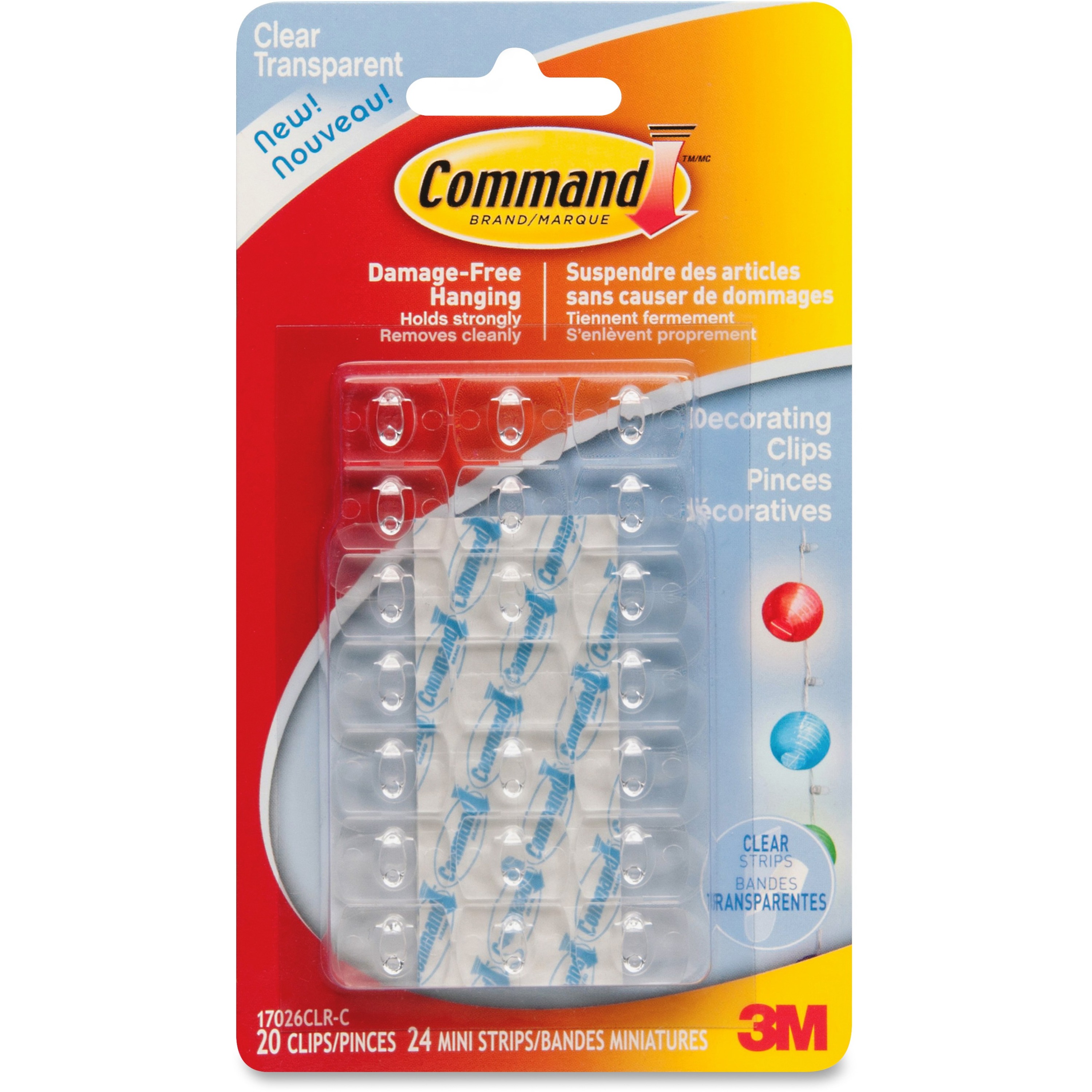 Command Decorating Clips, 17026CLR-C - Cable Clip - Clear - 20