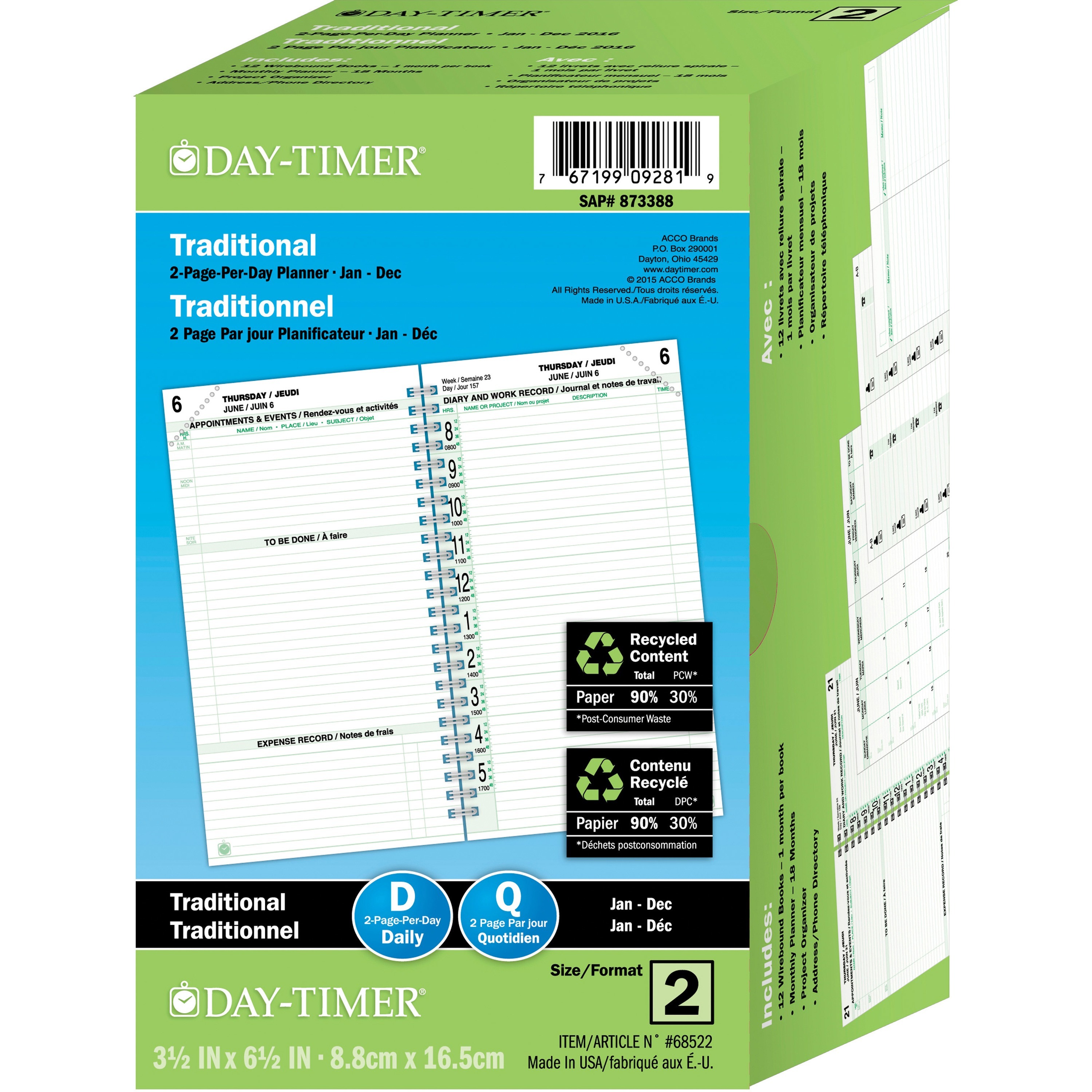 DayTimer 2PPD Pocket Planner Refill Julian January till December