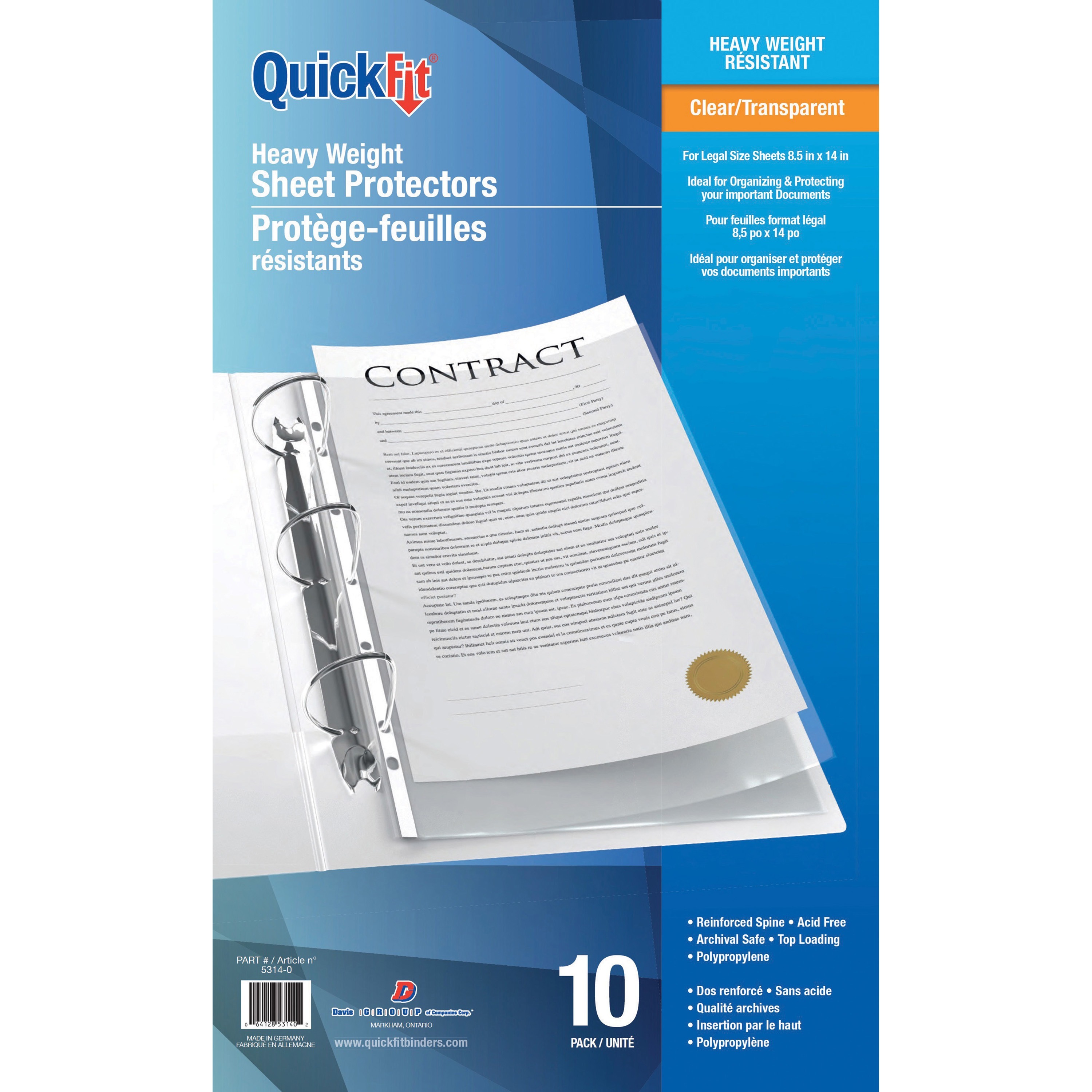 QuickFit Sheet Protector - For Legal 8 1/2