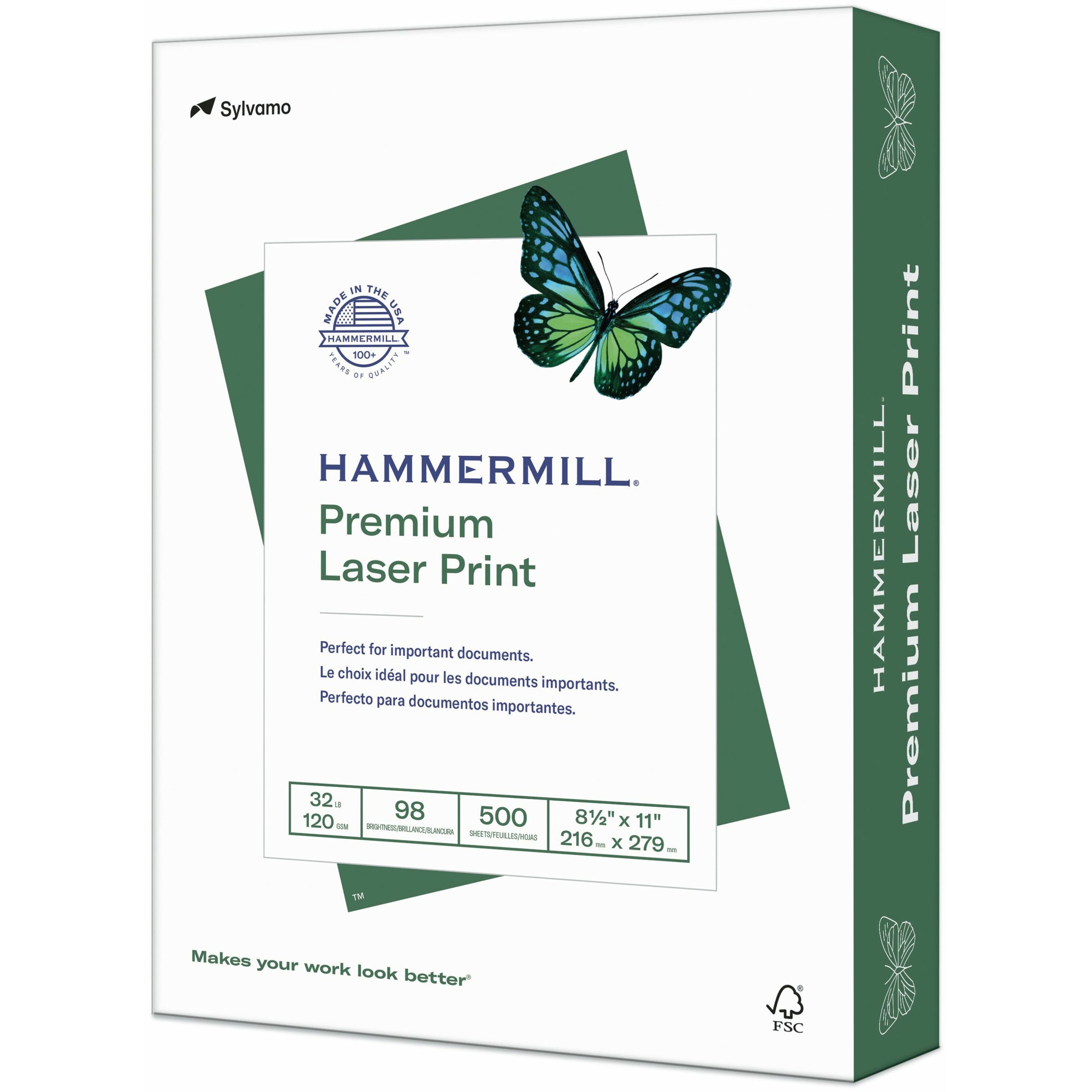Hammermill Premium Color Copy Print Paper, 100 Bright, 28lb, 11 x 17,  Photo White, 500/Ream, HAM102541