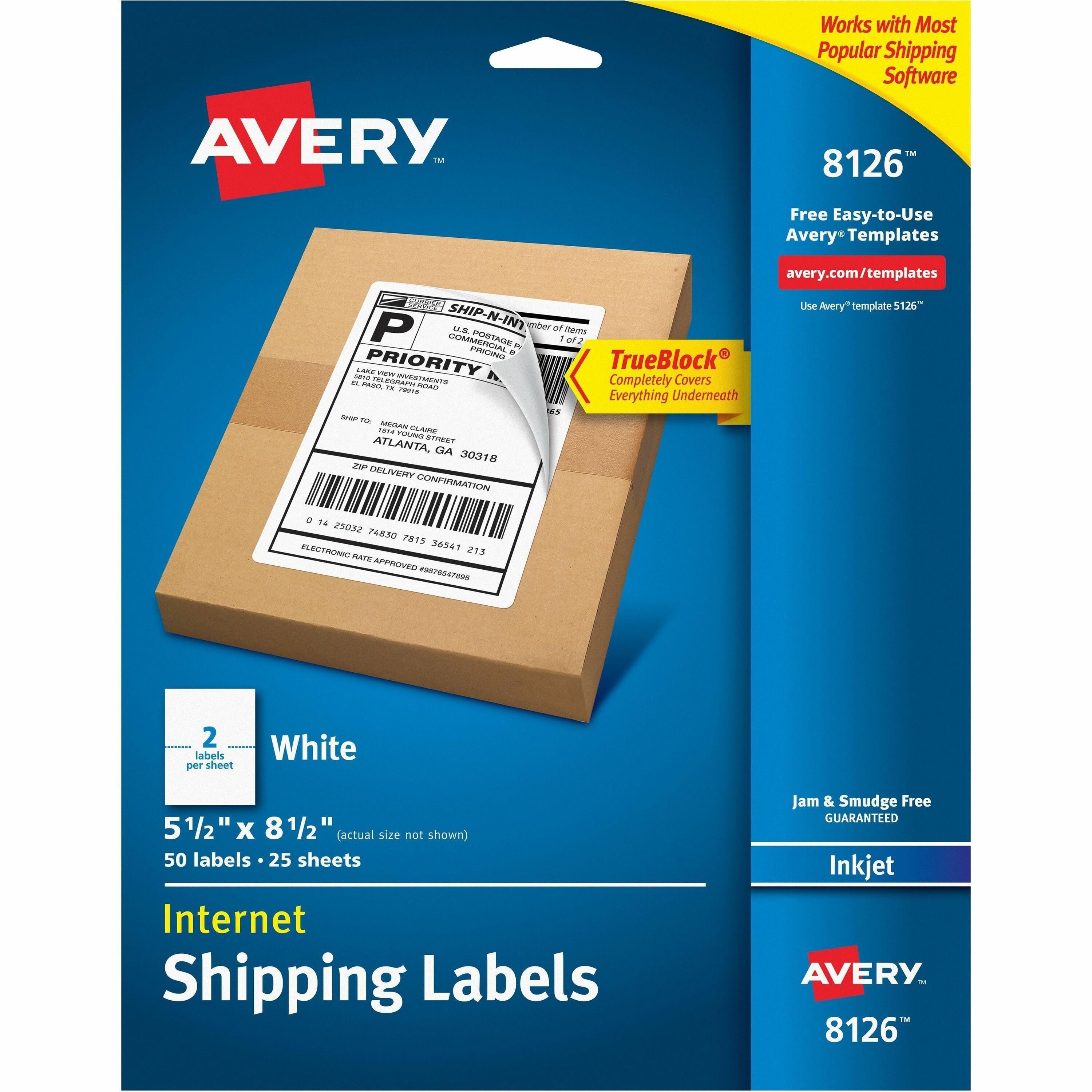 Avery® Inkjet Perforated Internet Shipping Labels 5 1/2 quot Width x 8 1/
