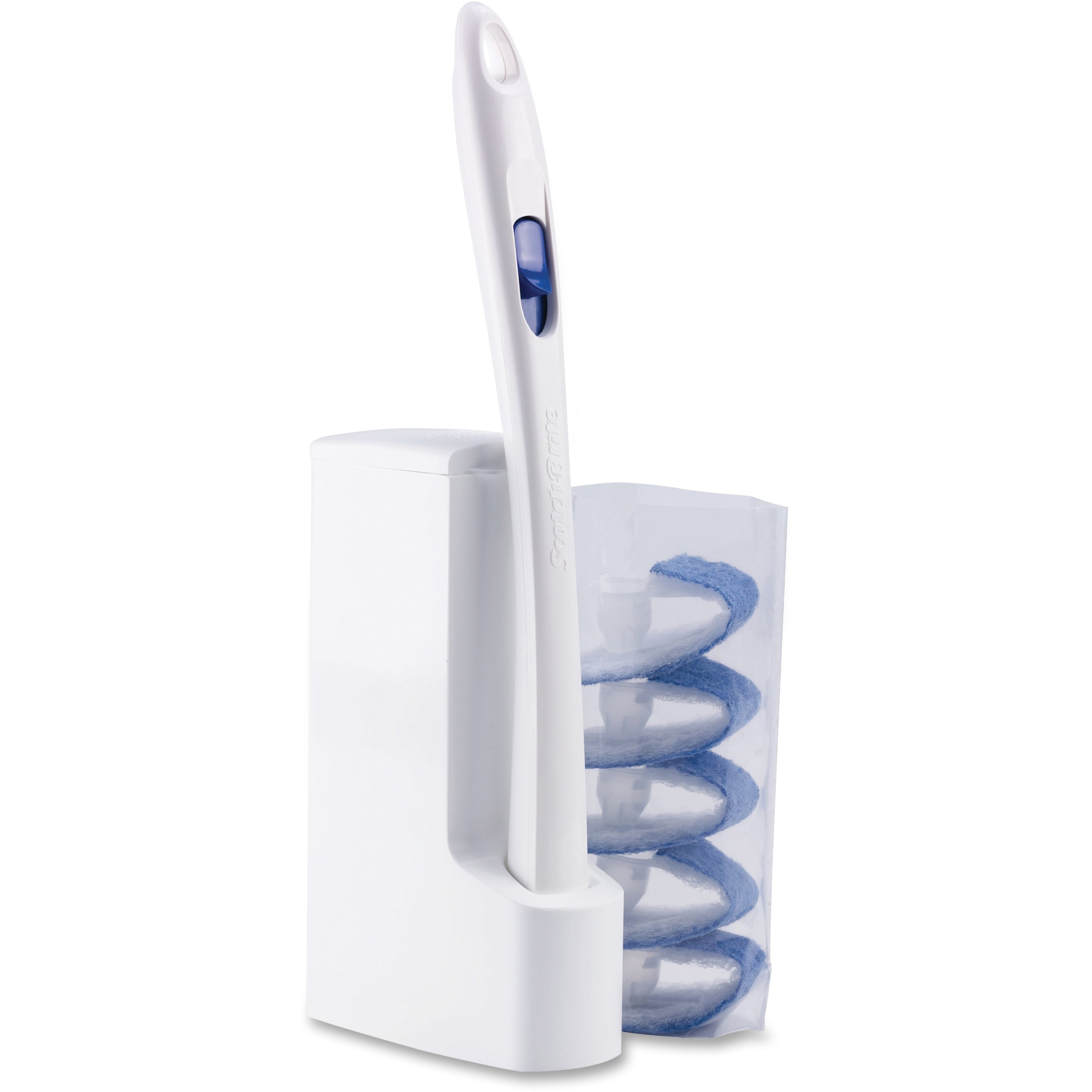 Scotch-Brite Disposable Toilet Scrubber - White, Blue - 4 / Carton
